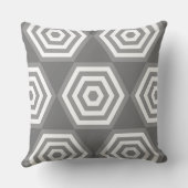 抽象芸術幾何形状(グレーと白) クッション (裏面)