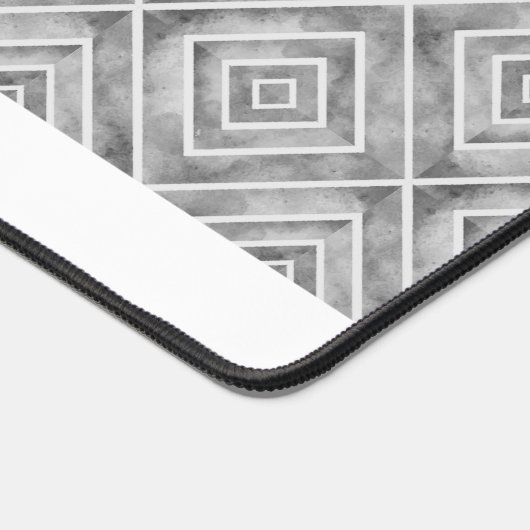 抽象芸術幾何灰色の四角形タイルのパターン デスクマット (コーナー)