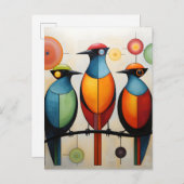 抽象芸術幾何疑問に思鳥 案内ポストカード (正面/裏面)