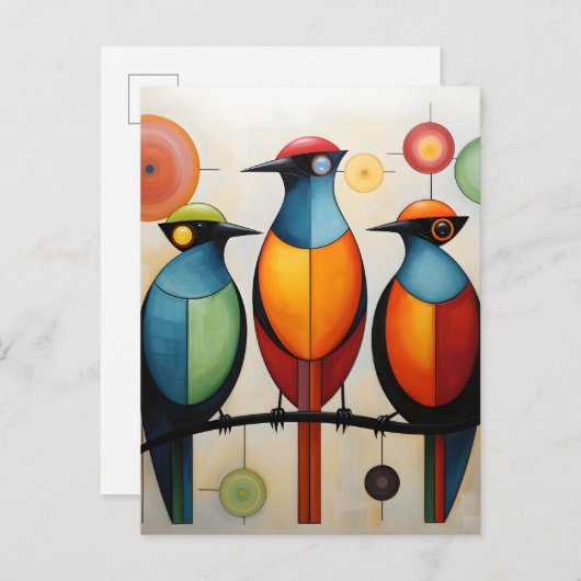 抽象芸術幾何疑問に思鳥 案内ポストカード (正面/裏面)