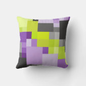 抽象芸術幾何紫色ネオングリーングレーパターン クッション (裏面)