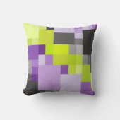 抽象芸術幾何紫色ネオングリーングレーパターン クッション (正面)