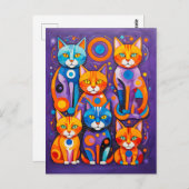 抽象芸術幾何絵を描猫 ポストカード (正面/裏面)