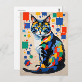 抽象芸術幾何絵を描猫 ポストカード (正面/裏面)