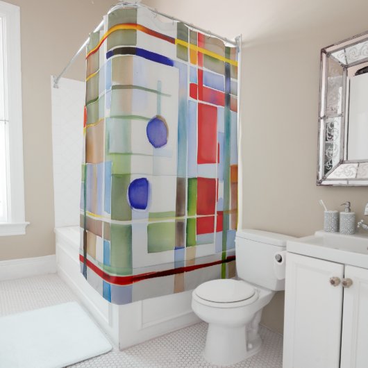 抽象芸術幾何絵画図形 シャワーカーテン (インサイチュ)