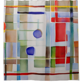 抽象芸術幾何絵画図形 シャワーカーテン