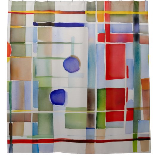 抽象芸術幾何絵画図形 シャワーカーテン (正面)