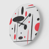 抽象芸術幾何赤黒 ラージ壁時計 (傾斜)