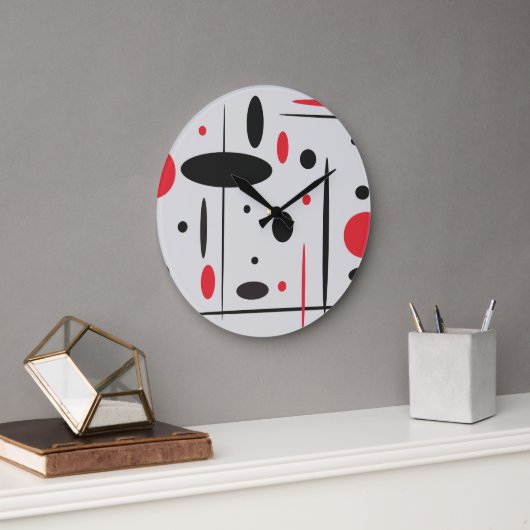 抽象芸術幾何赤黒 ラージ壁時計 (オフィス)