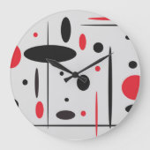 抽象芸術幾何赤黒 ラージ壁時計 (正面)