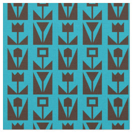 抽象芸術幾何青色花柄 ファブリック