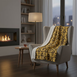 抽象芸術幾何黄色フローラ毛布 シェルパブランケット