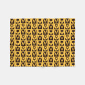 抽象芸術幾何黄色フローラ毛布 フリースブランケット (正面(横))