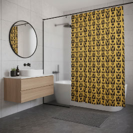 抽象芸術幾何黄色フローラ シャワーカーテン