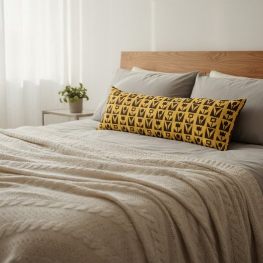 抽象芸術幾何黄色フローラ ボディピロー