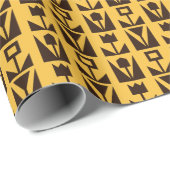 抽象芸術幾何黄色フローラ ラッピングペーパー (ロールコーナー)