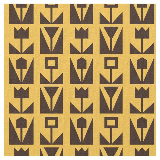 抽象芸術幾何黄花模様織物 ファブリック (クローズアップ)