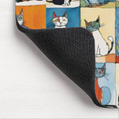 抽象芸術座り猫フローラパッチワーク マウスパッド (コーナー)