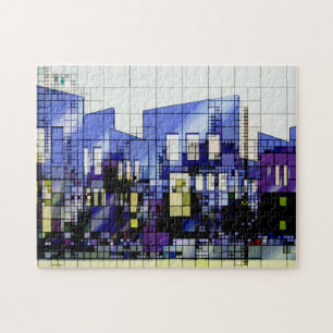 抽象芸術建築シティスケープのブルース ジグソーパズル