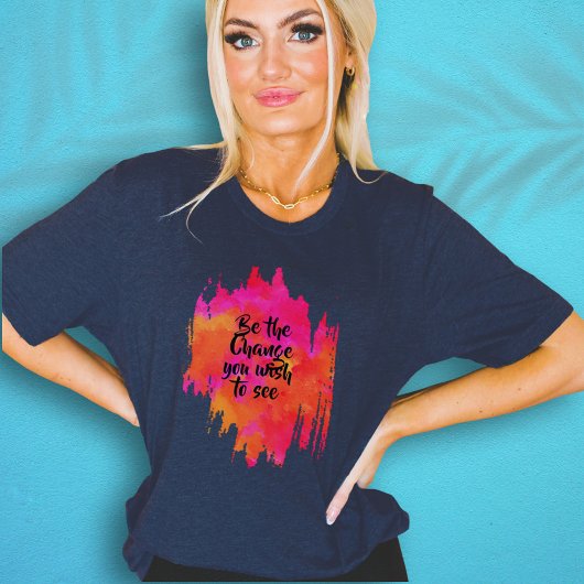 抽象芸術引用文ネオンピンクモダンウォーターカラーアート Tシャツ