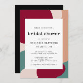 抽象芸術形コンテンポラリーブライダルシャワー 招待状 (正面/裏面)