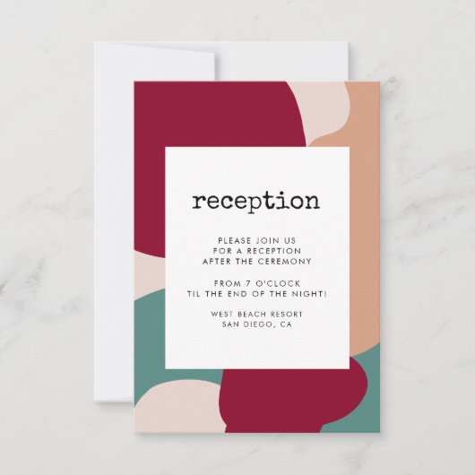 抽象芸術形状コンテンポラリー披露宴カード 招待状 (正面)