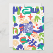 抽象芸術形状QRのシームレスパタ結婚ーン 招待状 (裏面)