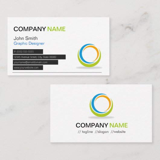 抽象芸術循環ロゴのカスモダンタブル 名刺 (正面/裏面)