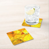 抽象芸術性葉 スクエアペーパーコースター (インサイチュ)