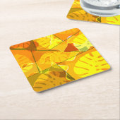抽象芸術性葉 スクエアペーパーコースター (アングル)