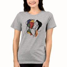 抽象芸術愛 | ラインアートカップルTシャツ