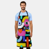 抽象芸術愛、目：カラフルパターン エプロン (着用した状態)