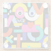 抽象芸術愛、目：カラフルパターン ガラスコースター (裏面)