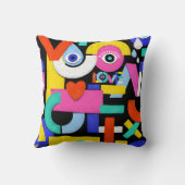 抽象芸術愛、目：カラフルパターン クッション (裏面)
