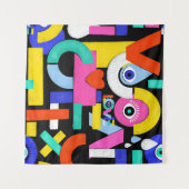 抽象芸術愛、目:カラフルパターン タペストリー (正面(横))