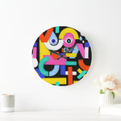 抽象芸術愛、目：カラフルパターン ラージ壁時計 (ホーム)
