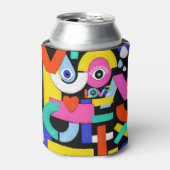 抽象芸術愛、目:カラフルパターン 缶クーラー (缶正面)