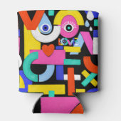 抽象芸術愛、目:カラフルパターン 缶クーラー (裏面)