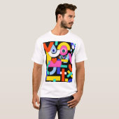 抽象芸術愛、目：カラフルパターン Tシャツ (正面フル)