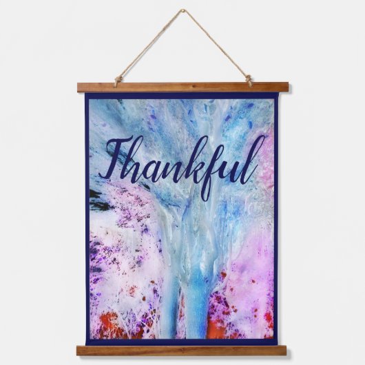 抽象芸術感謝青賛美ピンクホワイト 吊り下げ型タペストリー (正面)