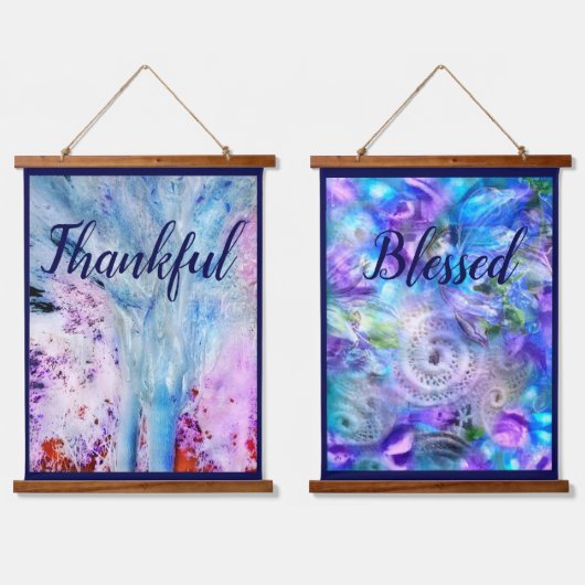 抽象芸術感謝青賛美ピンクホワイト 吊り下げ型タペストリー (ダブル)