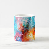 抽象芸術手作りのテクスチャ。マーブリングブルーとオラン コーヒーマグカップ (中央)