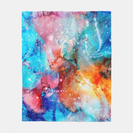 抽象芸術手作りのテクスチャ。マーブリングブルーとオラン フリースブランケット (正面)