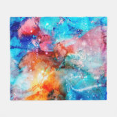 抽象芸術手作りのテクスチャ。マーブリングブルーとオラン フリースブランケット (正面(横))