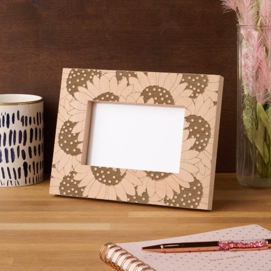 抽象芸術手描きひまわり模様 レーザー彫刻フレーム (左)