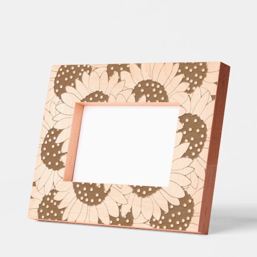 抽象芸術手描きひまわり模様 レーザー彫刻フレーム (左)