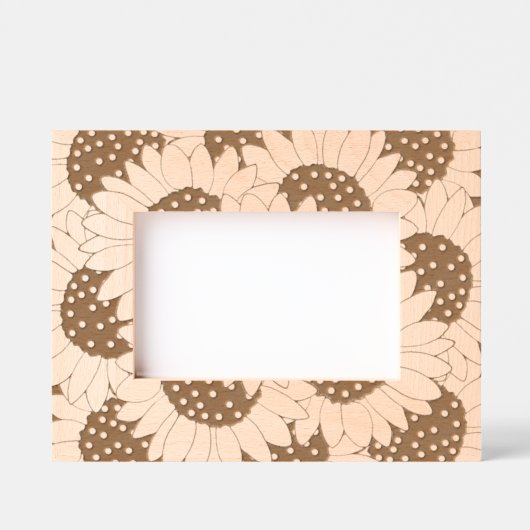 抽象芸術手描きひまわり模様 レーザー彫刻フレーム (正面)