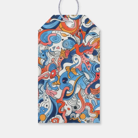 抽象芸術手描きドードル ギフトタグ (裏面)