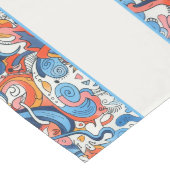 抽象芸術手描きドードル ロングテーブルランナー (コーナー)