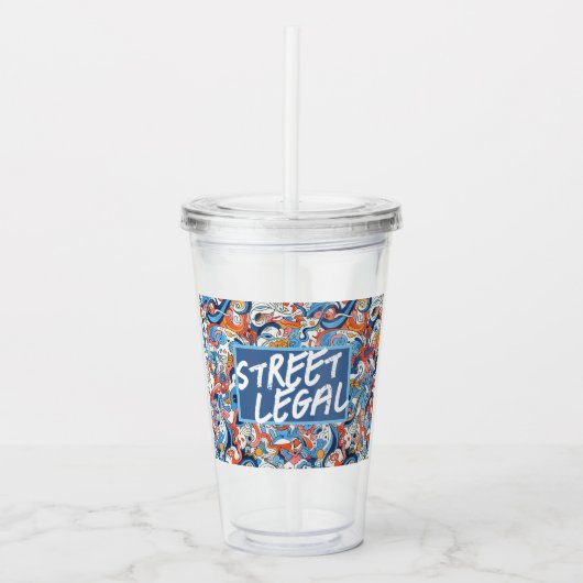 抽象芸術手描きドードー アクリルタンブラー (正面)